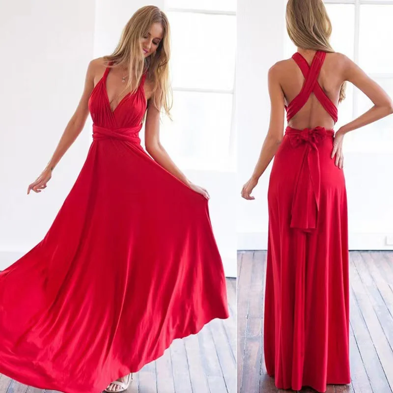 Multiway Wrap Convertible Maxi Dress:
  Boho, Club, Bridesmaid Bandage Robe