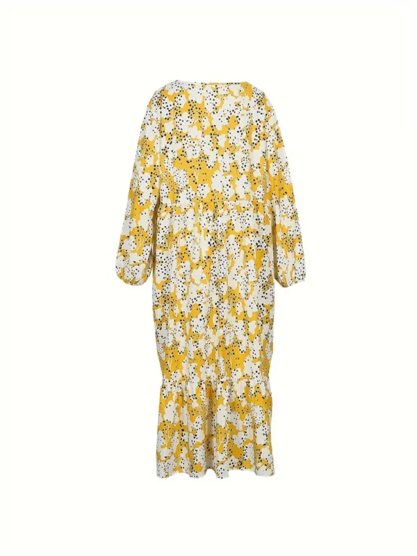 Plus Size Flower Lantern Sleeve Dress:
  Elegant Casual Spring/Summer Wear - Image 2