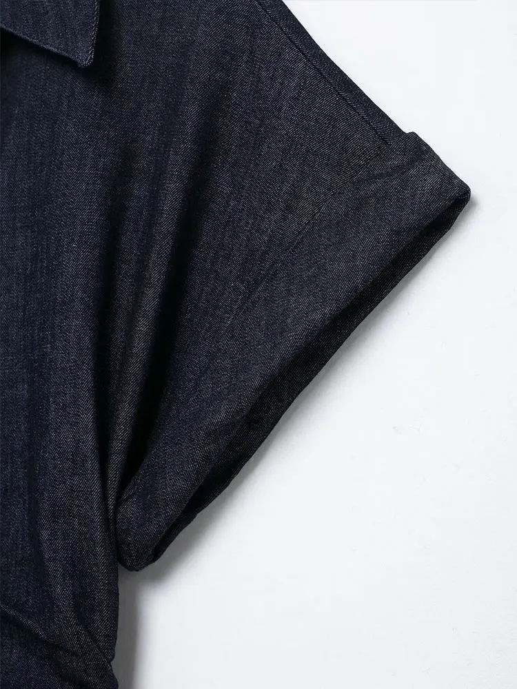 NLZGMSJ Sleeveless Denim Midi Dress: Button-Down Streetwear Casual 6 NLZGMSJ Sleeveless Denim Midi Dress:
  Button-Down Streetwear Casual - Image 6