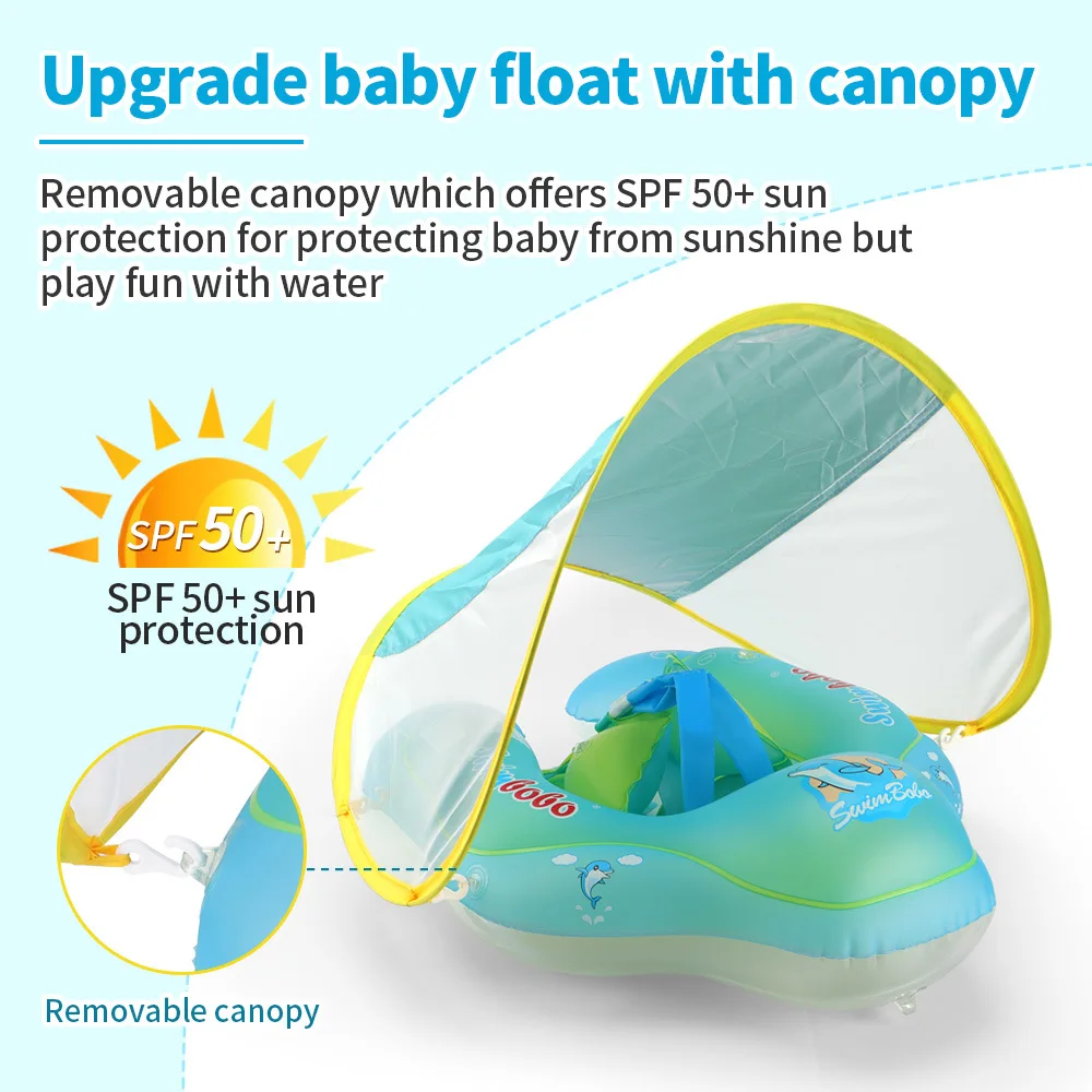 Baby Swimming
  Float w/ Sun Canopy: Inflatable Infant Floating Ring
