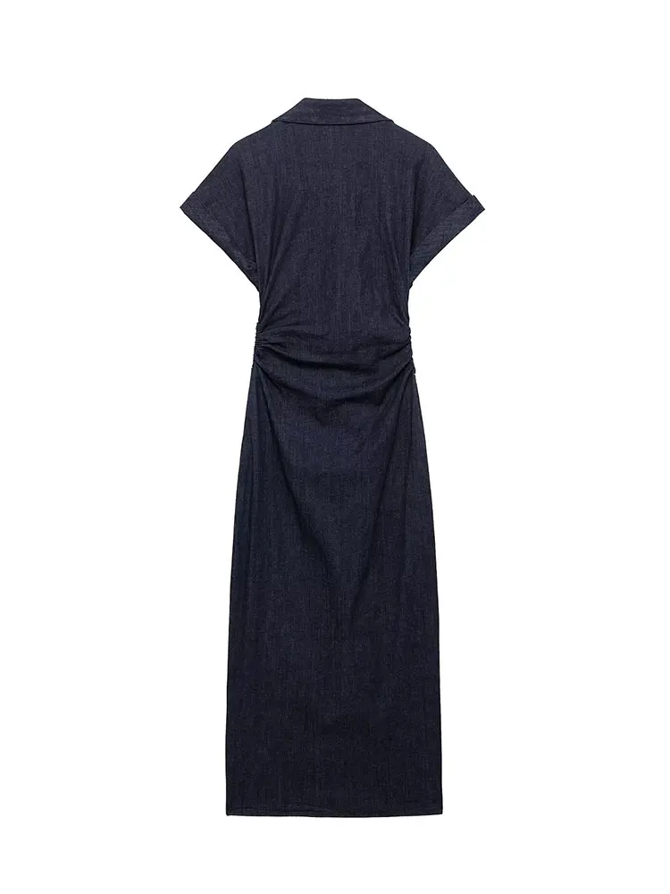 NLZGMSJ Sleeveless Denim Midi Dress: Button-Down Streetwear Casual 2 NLZGMSJ Sleeveless Denim Midi Dress:
  Button-Down Streetwear Casual - Image 2