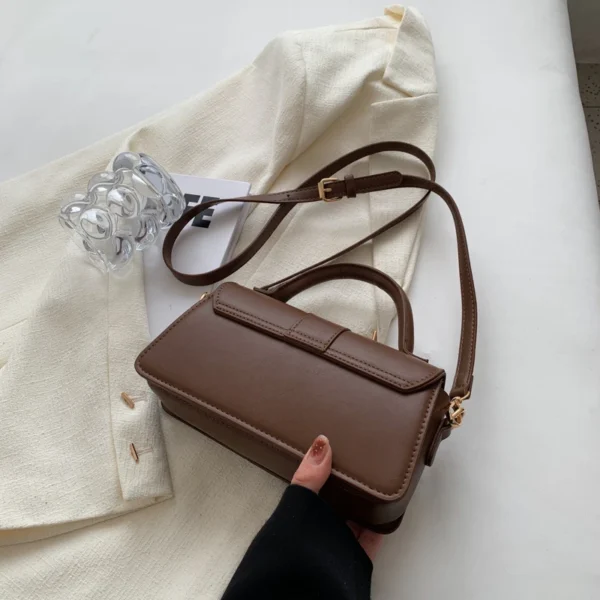 Black PU Leather Shoulder Bag: Fashion
  Crossbody Vintage Underarm Satchel - Image 3