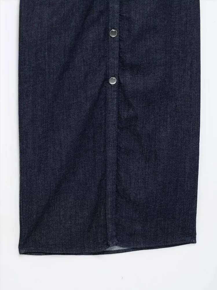 NLZGMSJ Sleeveless Denim Midi Dress: Button-Down Streetwear Casual 5 NLZGMSJ Sleeveless Denim Midi Dress:
  Button-Down Streetwear Casual - Image 5