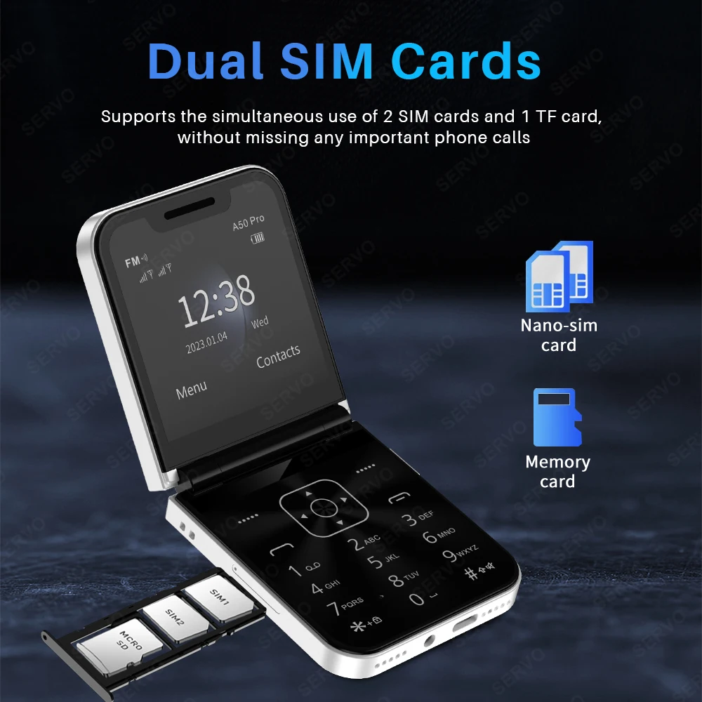 SERVO A50 Pro
  Foldable Phone: Dual SIM GSM, Electric Torch, Type-C