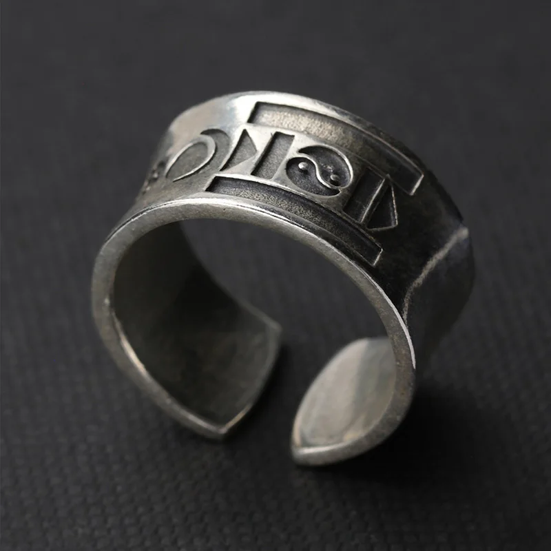 Retro Mongolian Ring: Silver Punk Gothic Open Ring, Unisex Lovers Gift 6 Retro Mongolian Ring: Silver Punk Gothic
  Open Ring, Unisex Lovers Gift - Image 6