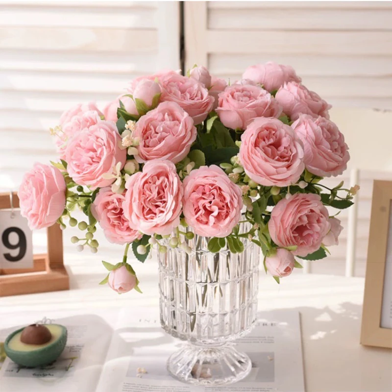 30cm Rose Pink Silk Bouquet Peony: Artificial Flower Bride Wedding Decor 6 30cm Rose
  Pink Silk Bouquet Peony: Artificial Flower Bride Wedding Decor - Image 6