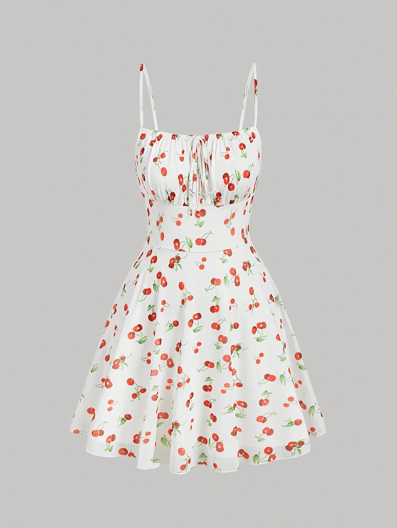 Cherry Print Vintage Summer Dress: Y2K
  Strapless A-Line Party Sundress