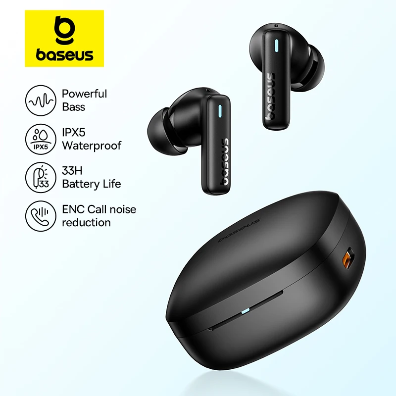 Baseus Bowie E19: Bluetooth 5.3, Big
  Bass 12mm Drivers, IPX5 Waterproof