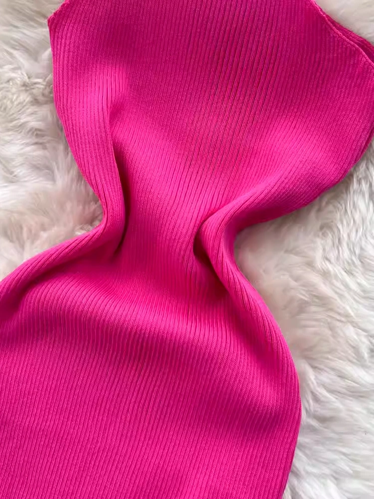 Solid Mini Dress: Sexy Slim Elastic Knit Party Dress (Package Hips) 6 Solid Mini Dress: Sexy Slim Elastic Knit
  Party Dress (Package Hips) - Image 6