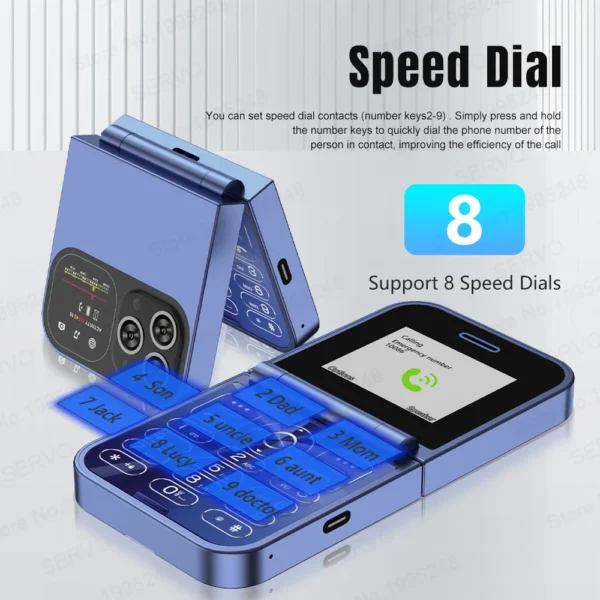 SERVO F15
  Mini Flip Phone: Dual SIM, Magic Voice, Call Recording, 2G GSM - Image 3