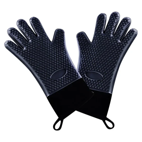 1Pc Double Layer Silicone BBQ Gloves:
  Waterproof Oven Mitts for Cooking