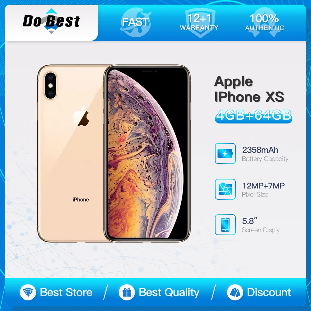Original
  Unlocked iPhone XS 4G LTE: 5.8" A12 Chip (64GB/256GB)