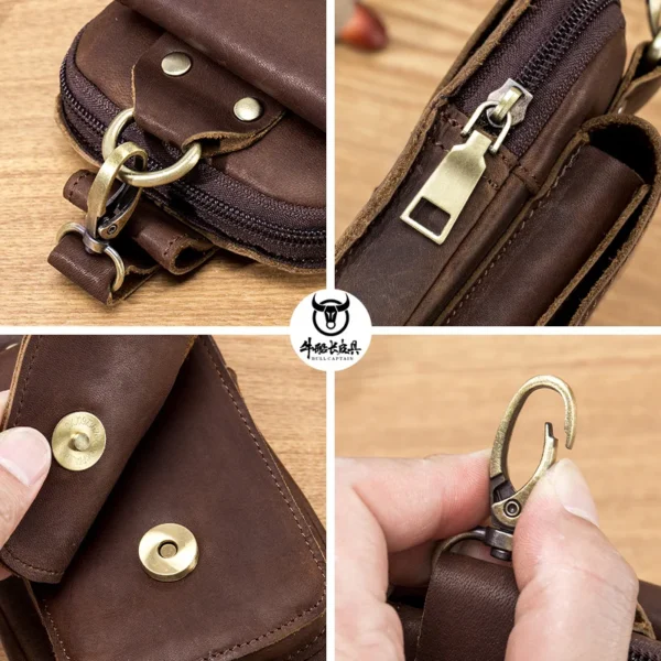 BULLCAPTAIN Leather Waist Pack: Small
  Pouch Hook Design for 6" Phone - Image 6