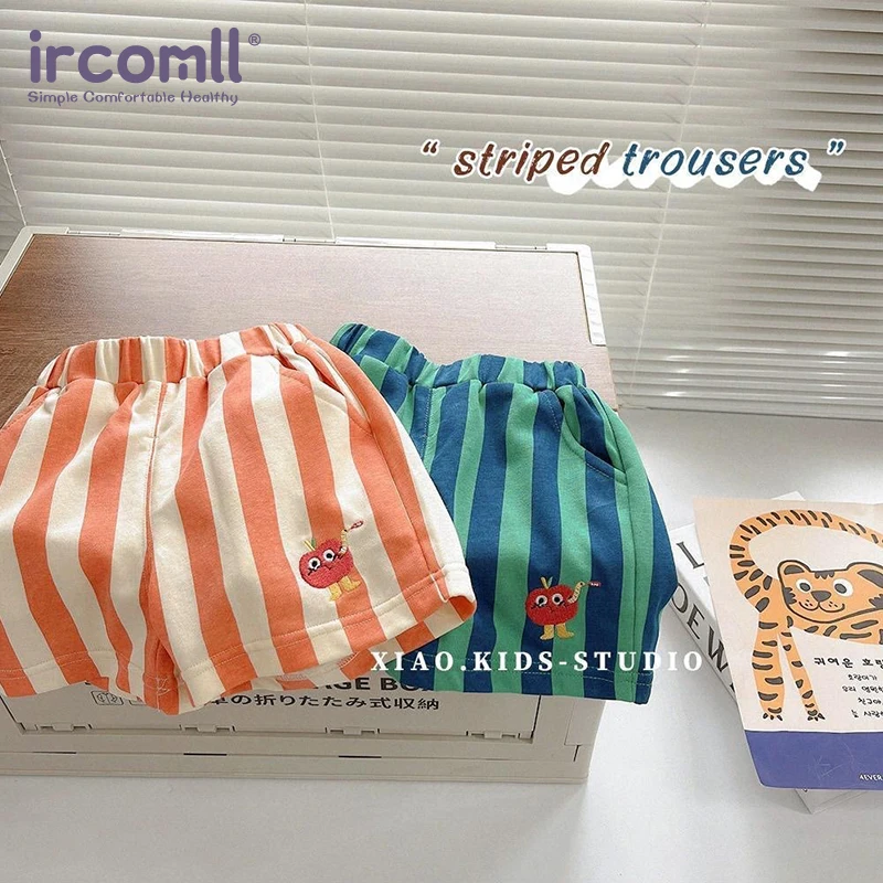 2PCS Korean
  Style Toddler Shorts: Elastic Band Striped Kids Casual Shorts