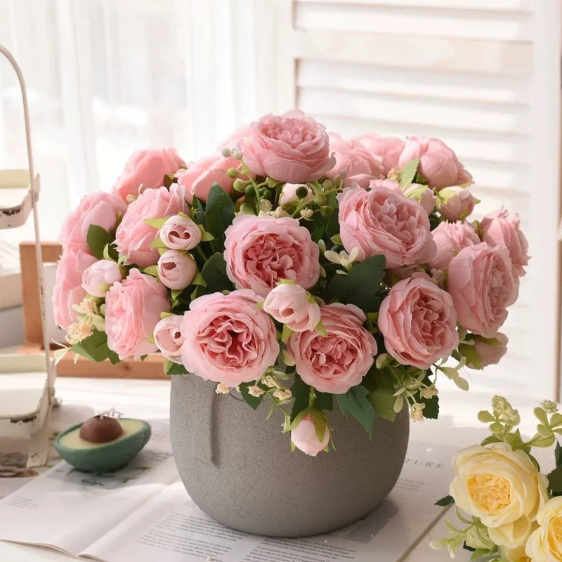 30cm Rose Pink Silk Bouquet Peony: Artificial Flower Bride Wedding Decor 9 30cm Rose
  Pink Silk Bouquet Peony: Artificial Flower Bride Wedding Decor - Image 9