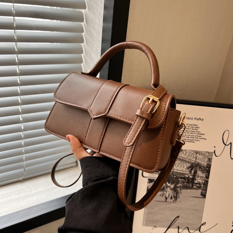 Black PU Leather Shoulder Bag: Fashion
  Crossbody Vintage Underarm Satchel