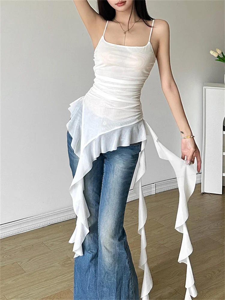 Nibber Mini Sling Dress: Sweet Gradient Ruffles Tassel Summer Party Wear 4 Nibber Mini Sling Dress: Sweet Gradient
  Ruffles Tassel Summer Party Wear - Image 4