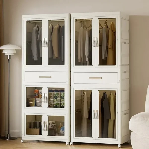 Transparent Folding Wardrobe: Storage
  Container w/ Wheels (Install-Free) - Image 2