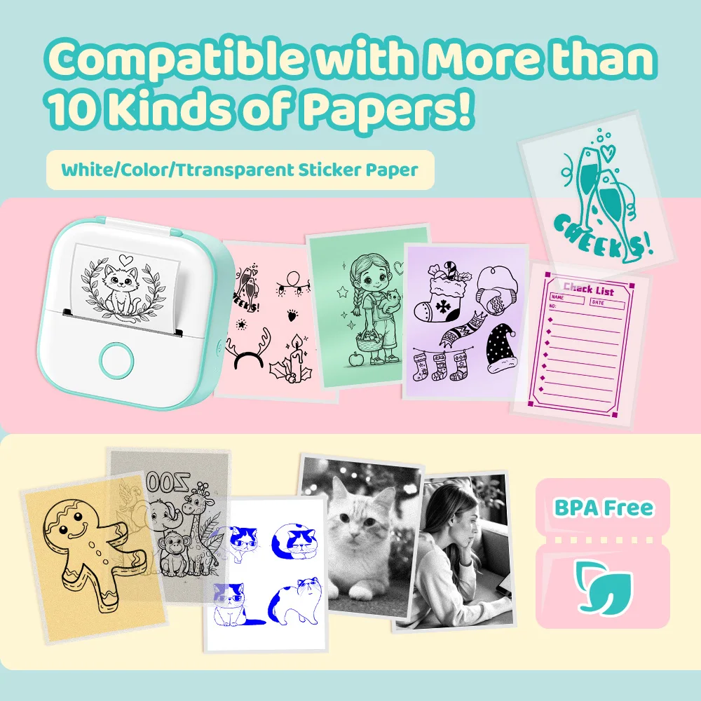 Phomemo T02 Mini Thermal Printer: Wireless Pocket Sticker Maker for DIY/Journal 5 Phomemo T02
  Mini Thermal Printer: Wireless Pocket Sticker Maker for DIY/Journal - Image 5