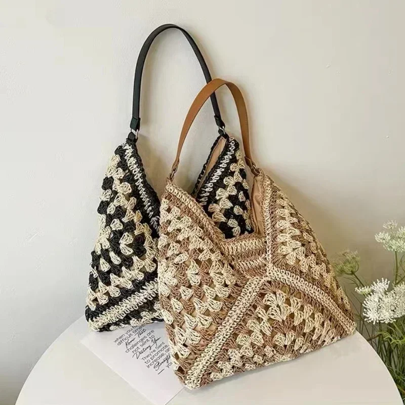 Weaving Clutches Top-Handle Bag: Large Portable Beach Shopper Tote Bag 4 Weaving Clutches Top-Handle Bag: Large
  Portable Beach Shopper Tote Bag - Image 4