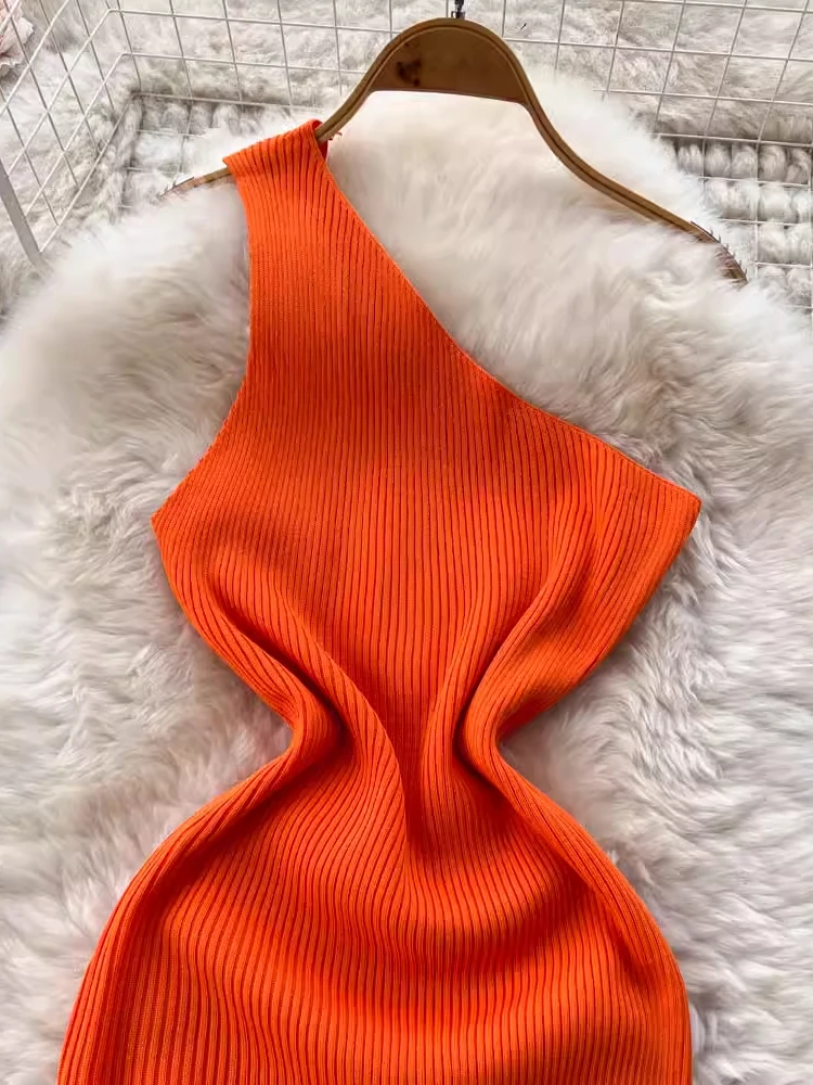 Solid Mini Dress: Sexy Slim Elastic Knit Party Dress (Package Hips) 5 Solid Mini Dress: Sexy Slim Elastic Knit
  Party Dress (Package Hips) - Image 5