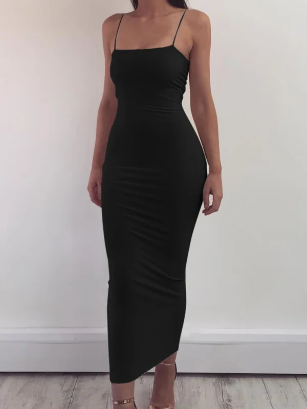 High Elastic Sleeveless Backless Long
  Sling Dress - Club & Sexy Suspender - Image 4