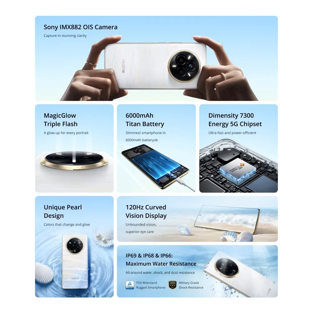 realme 14 Pro
  5G (Russian): 120Hz Curved OLED, 50MP OIS Camera, 6000mAh