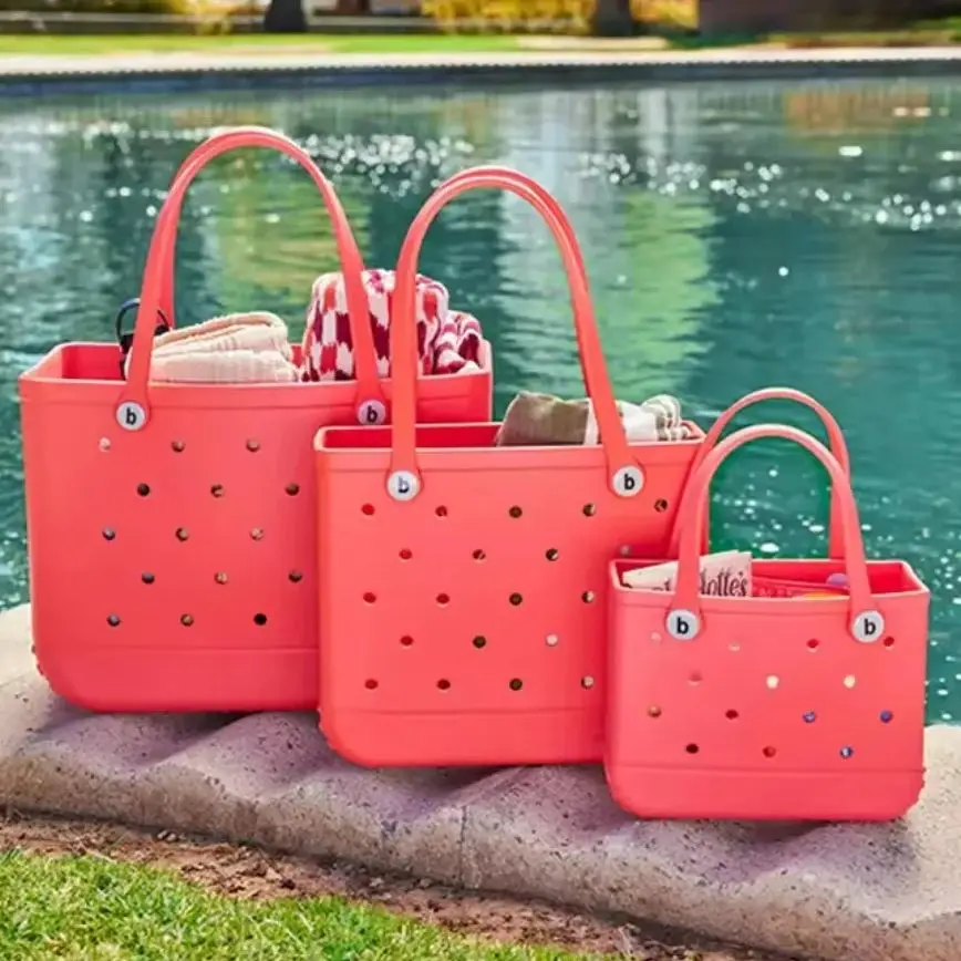 XL EVA Rubber Beach Bag: Waterproof
  Travel Picnic Basket Jelly Tote (Multi-Size)
