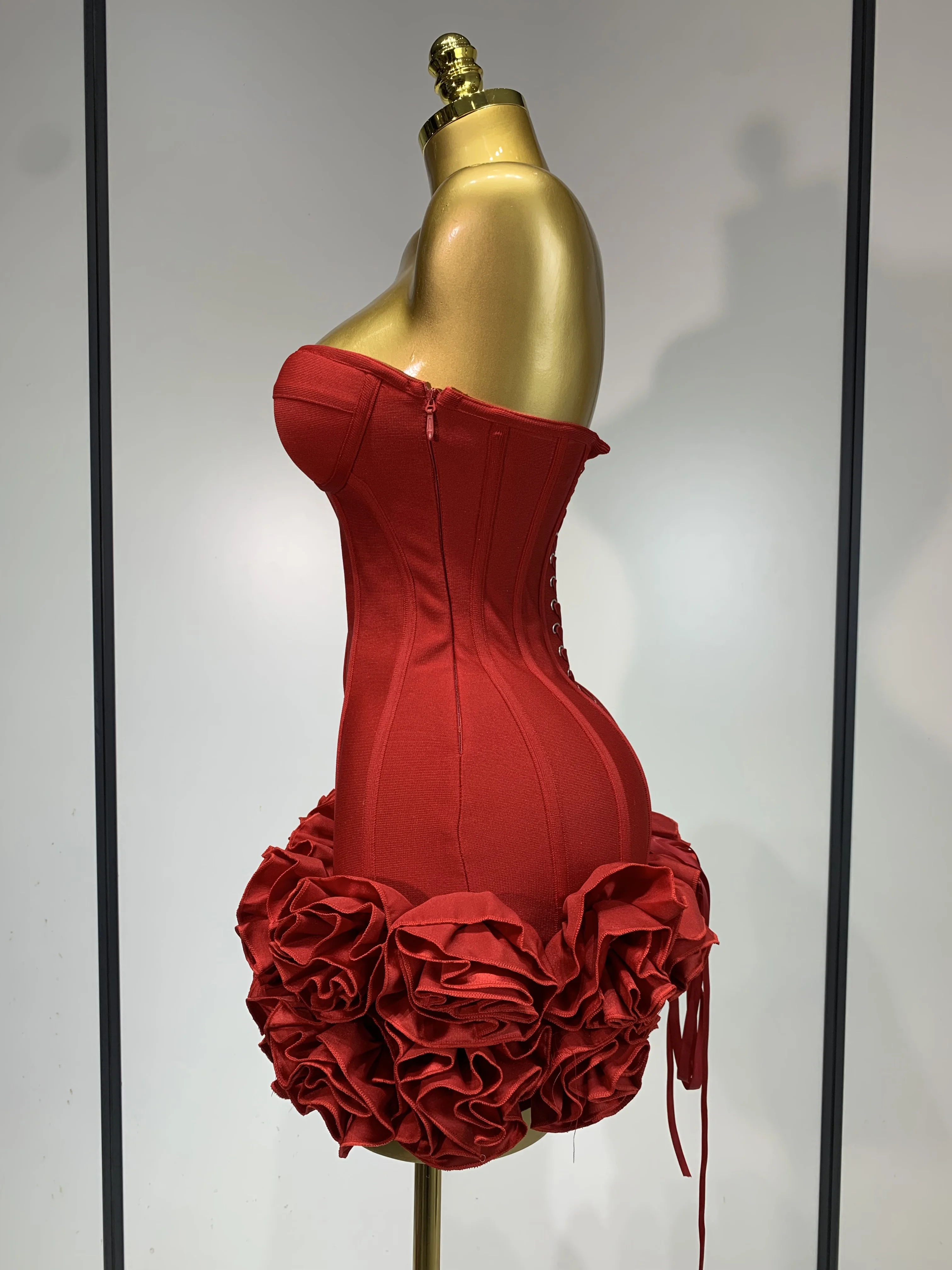 Sexy Strapless Mini Bandage Dress: Flower Embellished Backless Bodycon 3 Sexy Strapless Mini Bandage Dress: Flower
  Embellished Backless Bodycon - Image 3