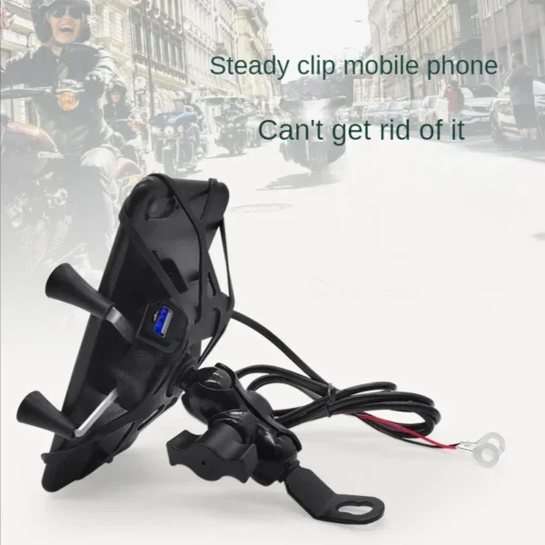 Bike Phone Holder: Universal Handlebar
  Clip & GPS Stand w/ USB Charger - Image 2