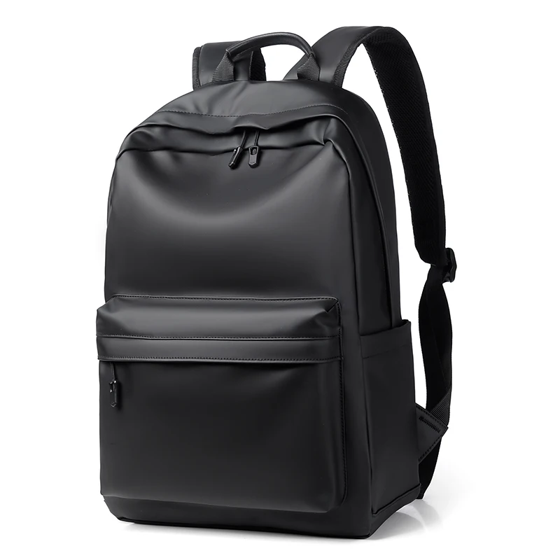New Fashion Men's Black Leather Backpack:
  15.6" Laptop School Bag