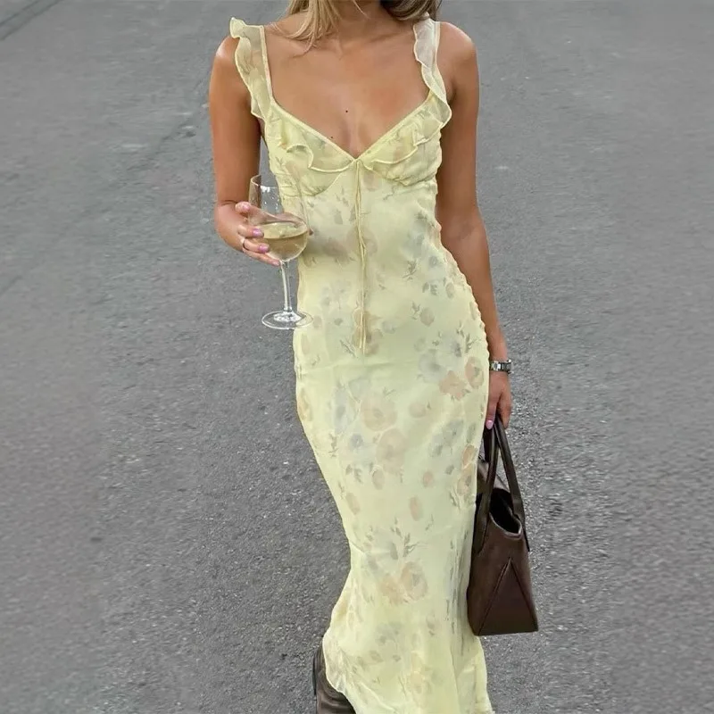 Women's Casual Ruffle Long Dress: Summer
  Elegant Sleeveless Maxi Sundress