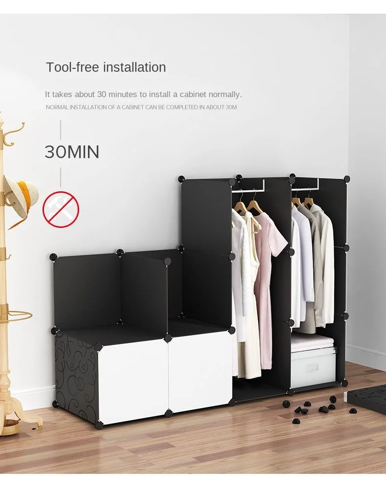 Multifunction Folding Wardrobe: Plastic Storage Cabinet & Cloth Partition Rack 4 Multifunction Folding Wardrobe: Plastic
  Storage Cabinet & Cloth Partition Rack - Image 4