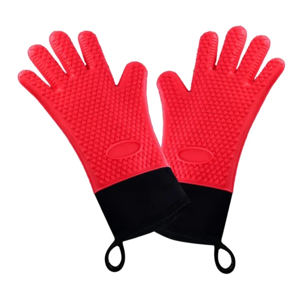 1Pc Double Layer Silicone BBQ Gloves:
  Waterproof Oven Mitts for Cooking - Image 4