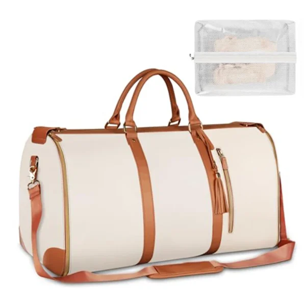 Foldable Women's Travel Duffel Bag:
  Large PU Leather Carry-on Clothing Bag - Image 6