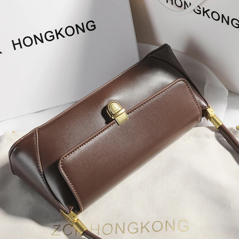Genuine Leather Armpit Bag: Retro Niche Solid Color Portable Shoulder Bag 4 Genuine Leather Armpit Bag: Retro Niche
  Solid Color Portable Shoulder Bag - Image 4