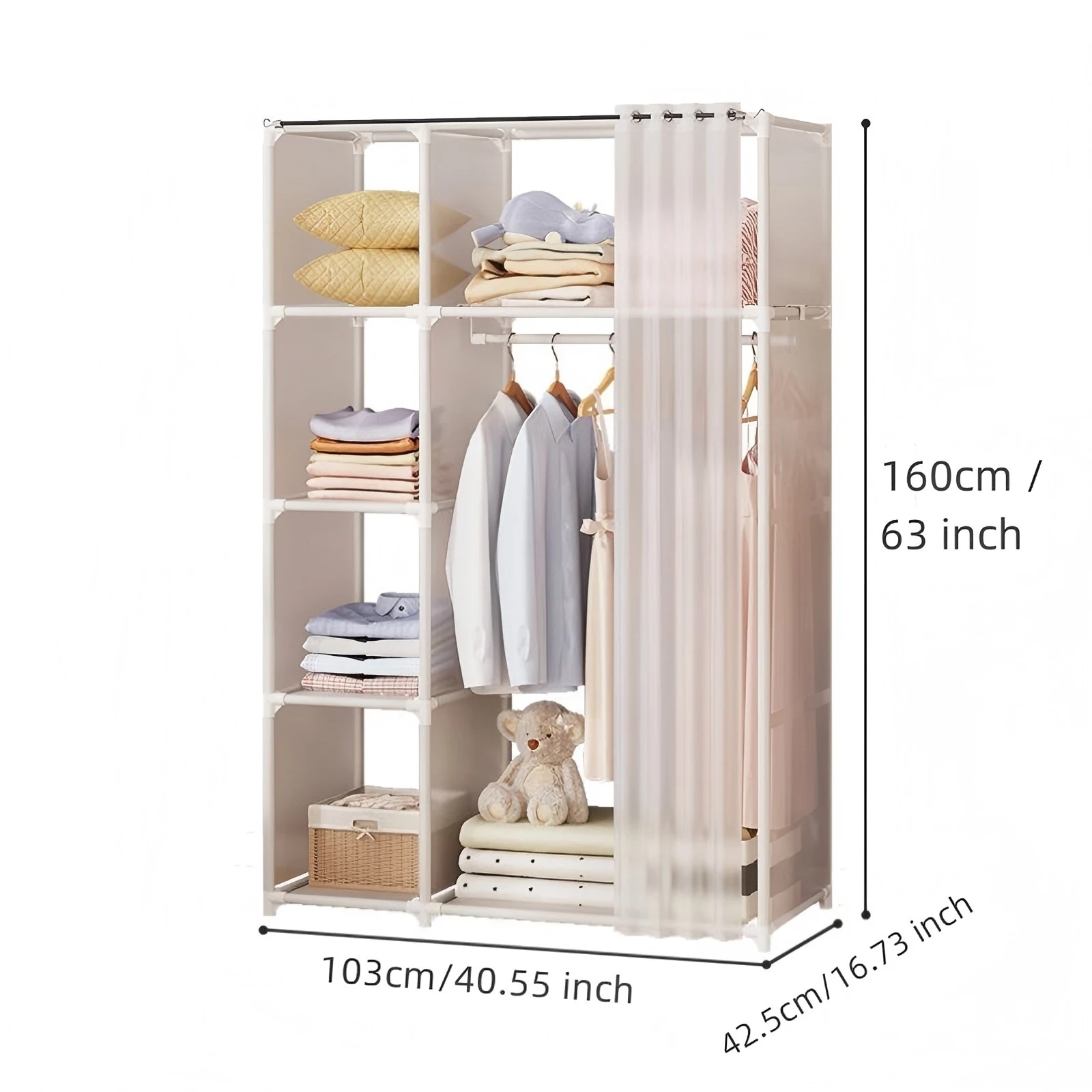 Simple Cloth Wardrobe Rack: Dustproof Closet w/ 3 Foldable Storage Bags 5 Simple Cloth Wardrobe Rack: Dustproof
  Closet w/ 3 Foldable Storage Bags - Image 5