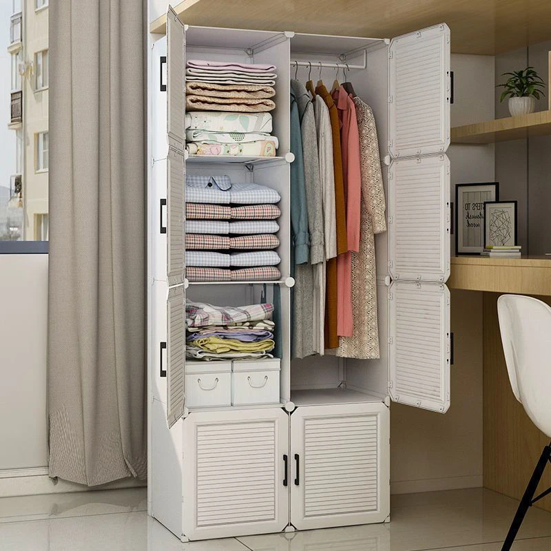 Dustproof Clothes Cabinets: Plastic
  Assemble Storage Rack, Foldable Wardrobe