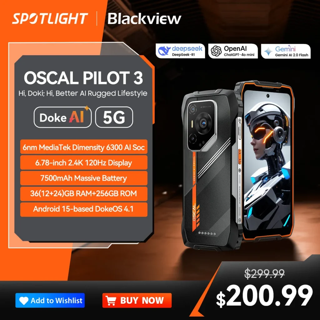 Blackview
  OSCAL PILOT 3 5G Rugged Phone: 2.4K 120Hz Display, 7500mAh