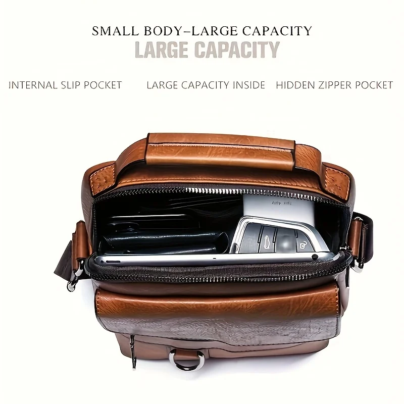 Men's Casual Crossbody Briefcase Backpack: Vertical Flap Messenger Bag 6 Men's Casual Crossbody Briefcase
  Backpack: Vertical Flap Messenger Bag - Image 6