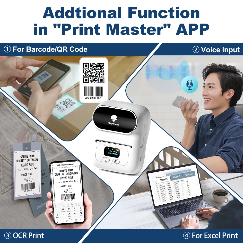 Phomemo M110 Smart Thermal Label Printer: Barcode, Price Tag, Wireless 3 Phomemo M110
  Smart Thermal Label Printer: Barcode, Price Tag, Wireless - Image 3