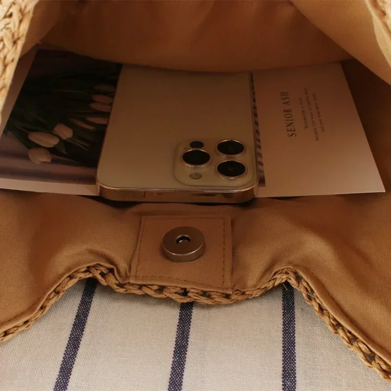 Weaving Clutches Top-Handle Bag: Large Portable Beach Shopper Tote Bag 5 Weaving Clutches Top-Handle Bag: Large
  Portable Beach Shopper Tote Bag - Image 5