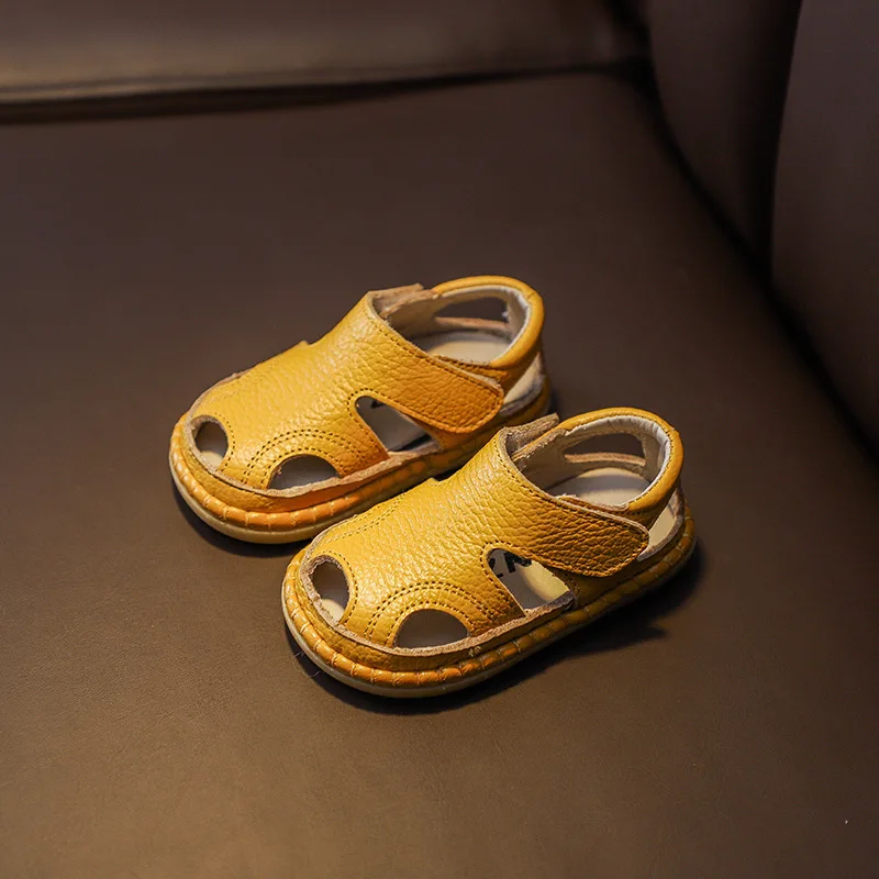 Baby Genuine Leather Sandals: Breathable Hollow Kids Soft Sole Beach 5 Baby Genuine
  Leather Sandals: Breathable Hollow Kids Soft Sole Beach - Image 5