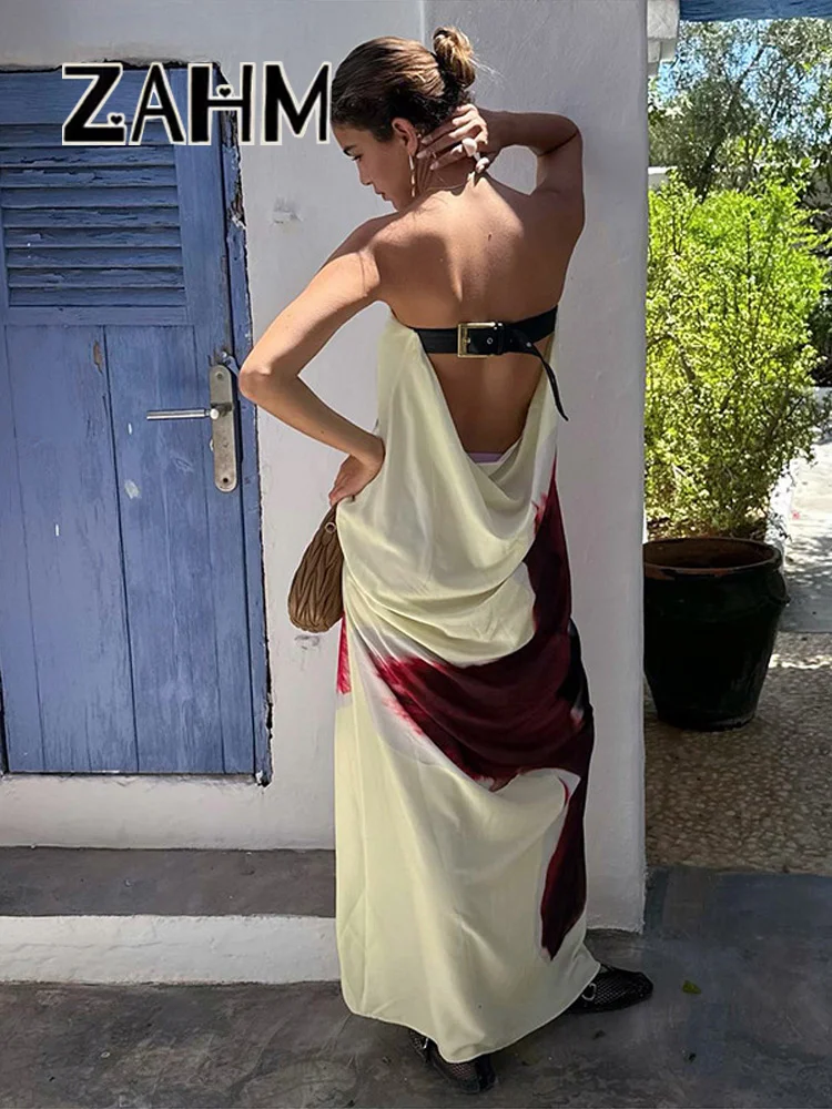 Sexy Print Maxi Dress: Loose Off-Shoulder Sleeveless Summer Vacation Robe 4 Sexy Print Maxi Dress: Loose Off-Shoulder
  Sleeveless Summer Vacation Robe - Image 4