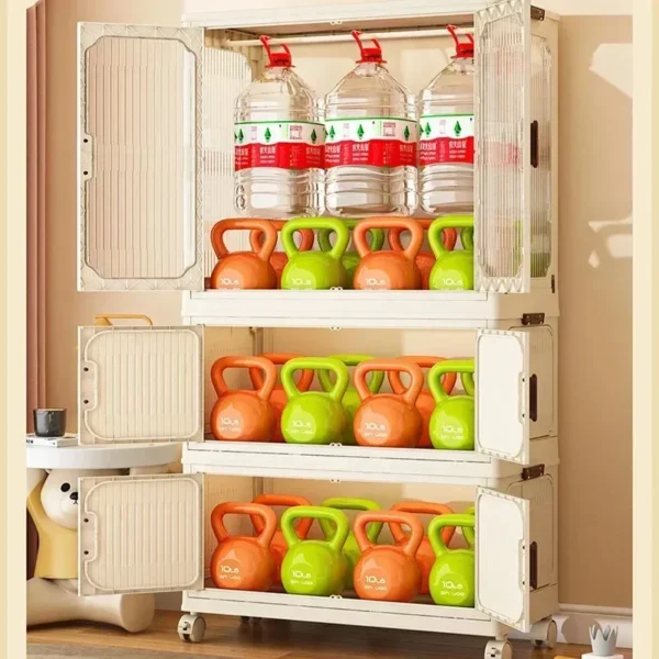Folding Storage Cabinet: Double Door
  Wardrobe Closet w/ Wheels & Organizer - Image 6