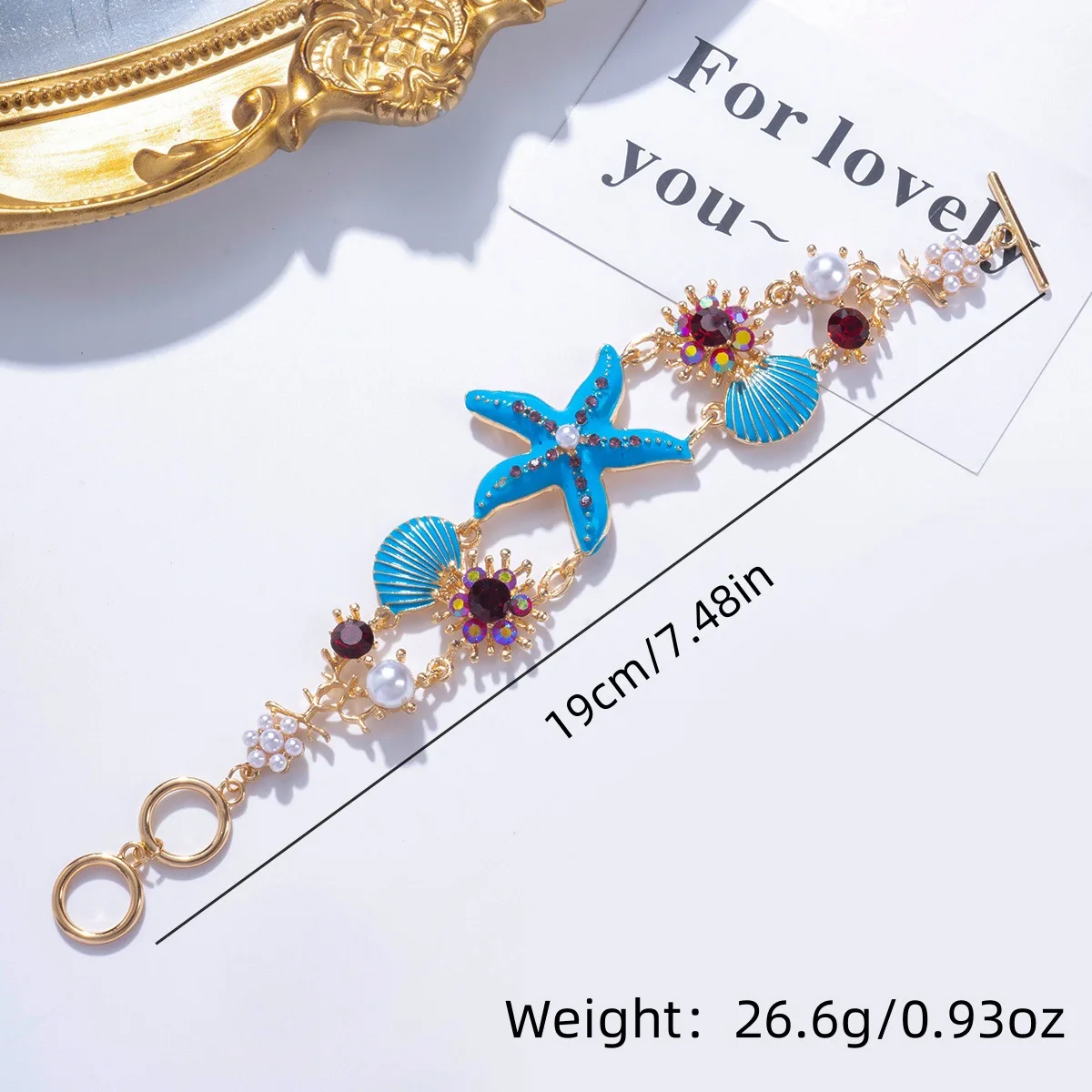 Bohemian Starfish Shell Bracelet: Crystal Pearl Summer Beach Bangle 2 Bohemian Starfish Shell Bracelet:
  Crystal Pearl Summer Beach Bangle - Image 2