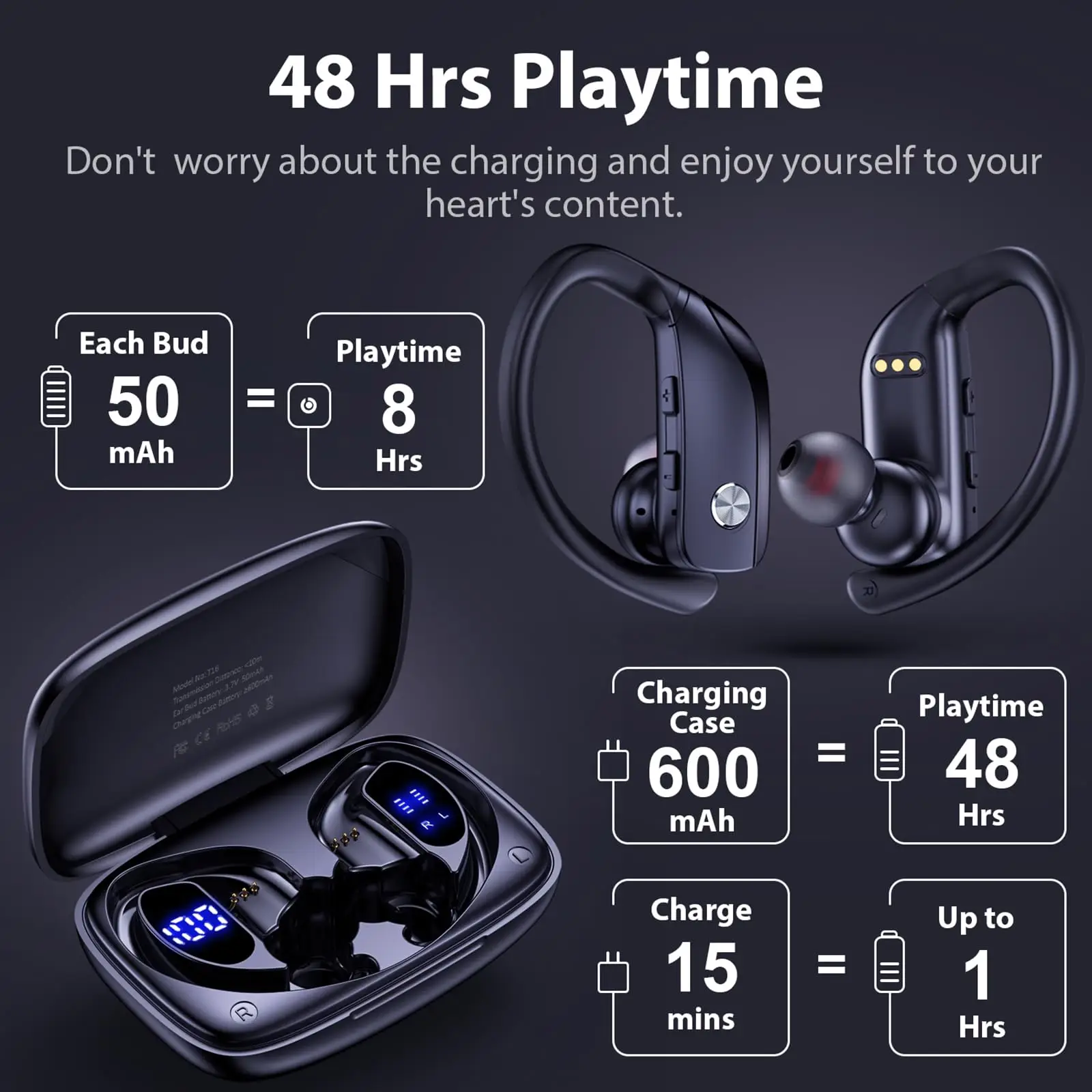Silnek TWS Earhook Sports Earbuds: LED Display, Handsfree, Noise Cancelling 4 Silnek TWS Earhook Sports Earbuds: LED
  Display, Handsfree, Noise Cancelling - Image 4