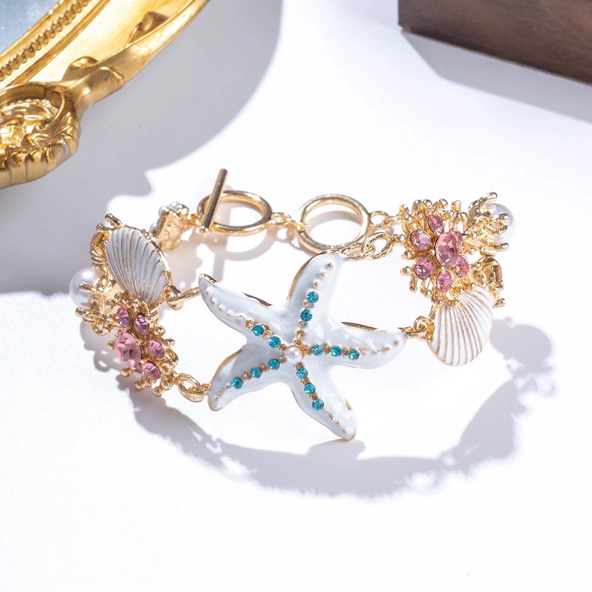 Bohemian Starfish Shell Bracelet: Crystal Pearl Summer Beach Bangle 3 Bohemian Starfish Shell Bracelet:
  Crystal Pearl Summer Beach Bangle - Image 3