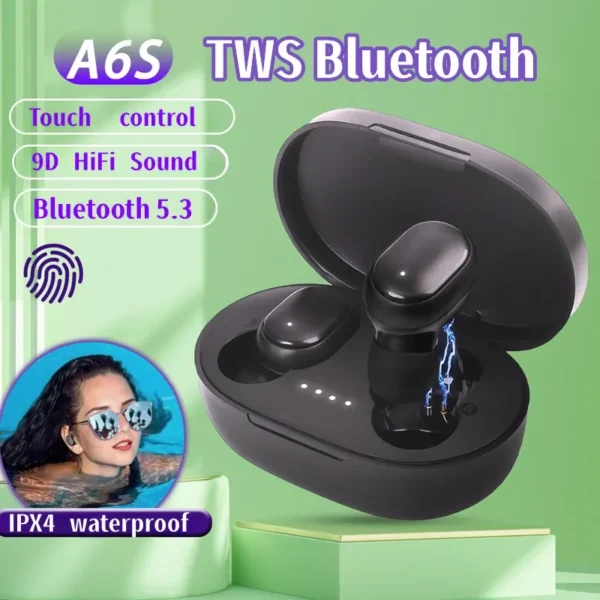 A6S TWS Wireless Headset: Bluetooth
  Headphones, Sport Stereo Earbuds