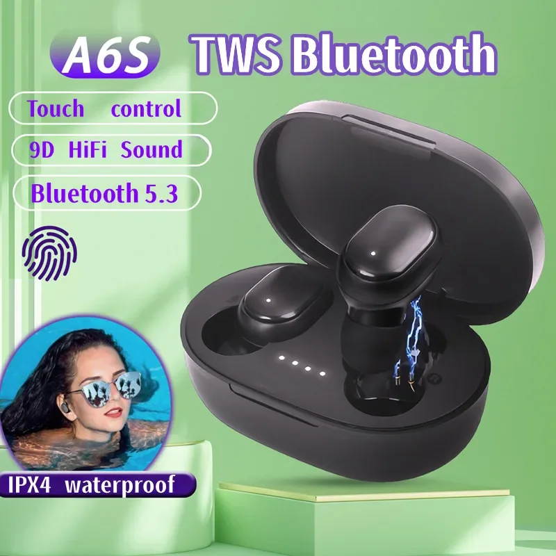 A6S TWS Wireless Headset: Bluetooth
  Headphones, Sport Stereo Earbuds